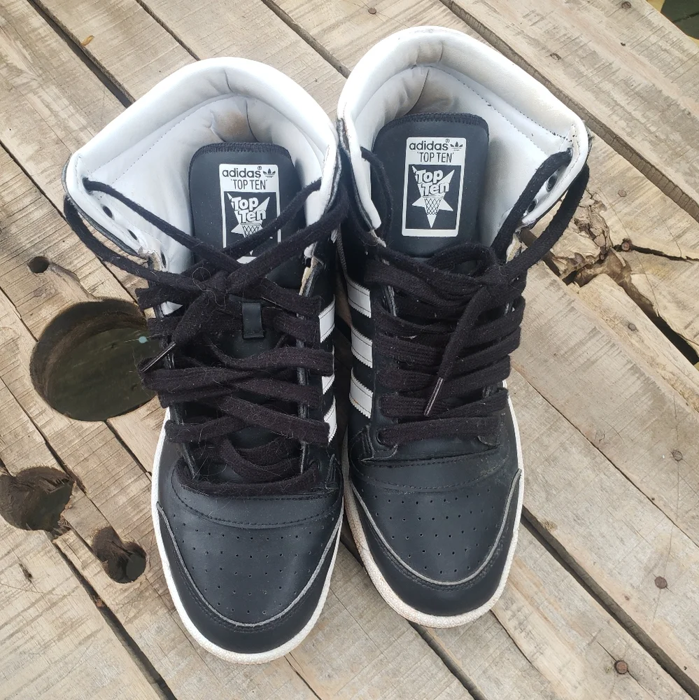 Adidas Black and White Top 10 High-Top Sneakers - Picture 2 of 6